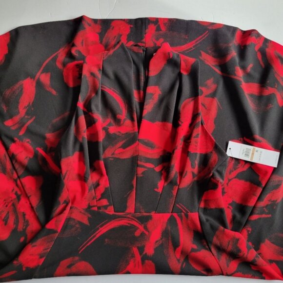 New Calvin Klein Floral Split Neck Sleeveless Dress - Picture 6 of 8